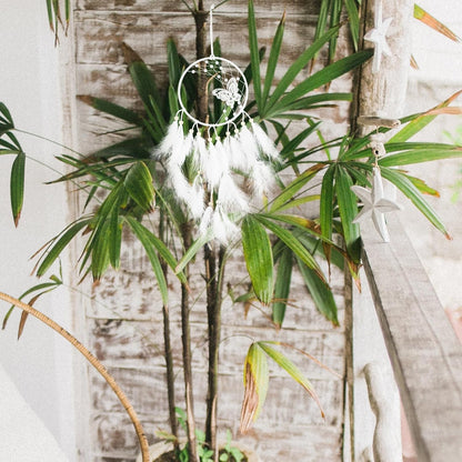 H&D HYALINE & DORA Decorative Dream Catcher Wall Hanging with Butterfly Plumes Pendant for Bedroom Nursery Home Décor Accent