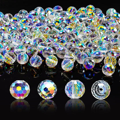H&D HYALINE & DORA 130 Pcs Glass Beads for Jewelry Making, Crystal Beads Faceted Rondelle Briolette for DIY Crafts Necklace Wristband Earring Kit 10mm (AB Color)