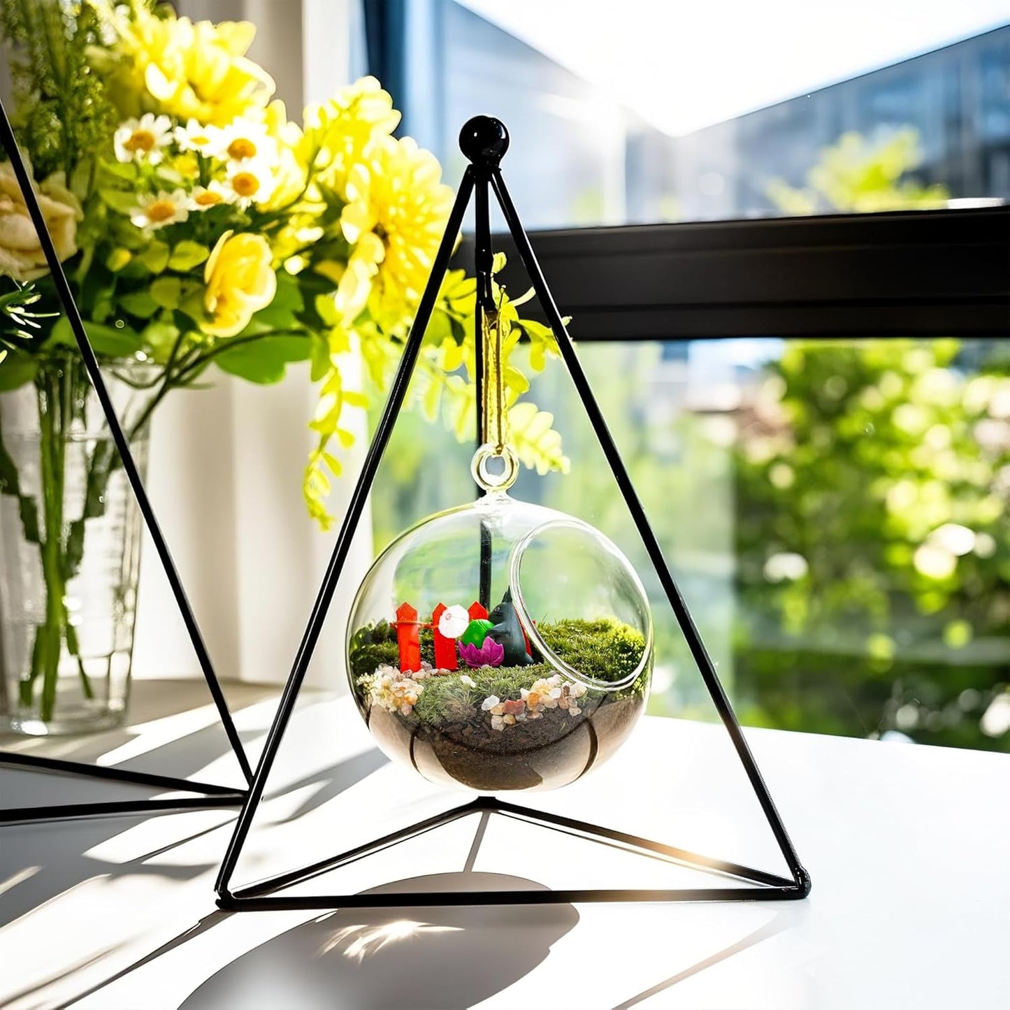 HDSPKCRYS 3 Pack Metal Triangle Hanging Hook Stands Modern Display Stands Hanging Hook for Indoor Outdoor Use Succulents Air Plants Home Decor