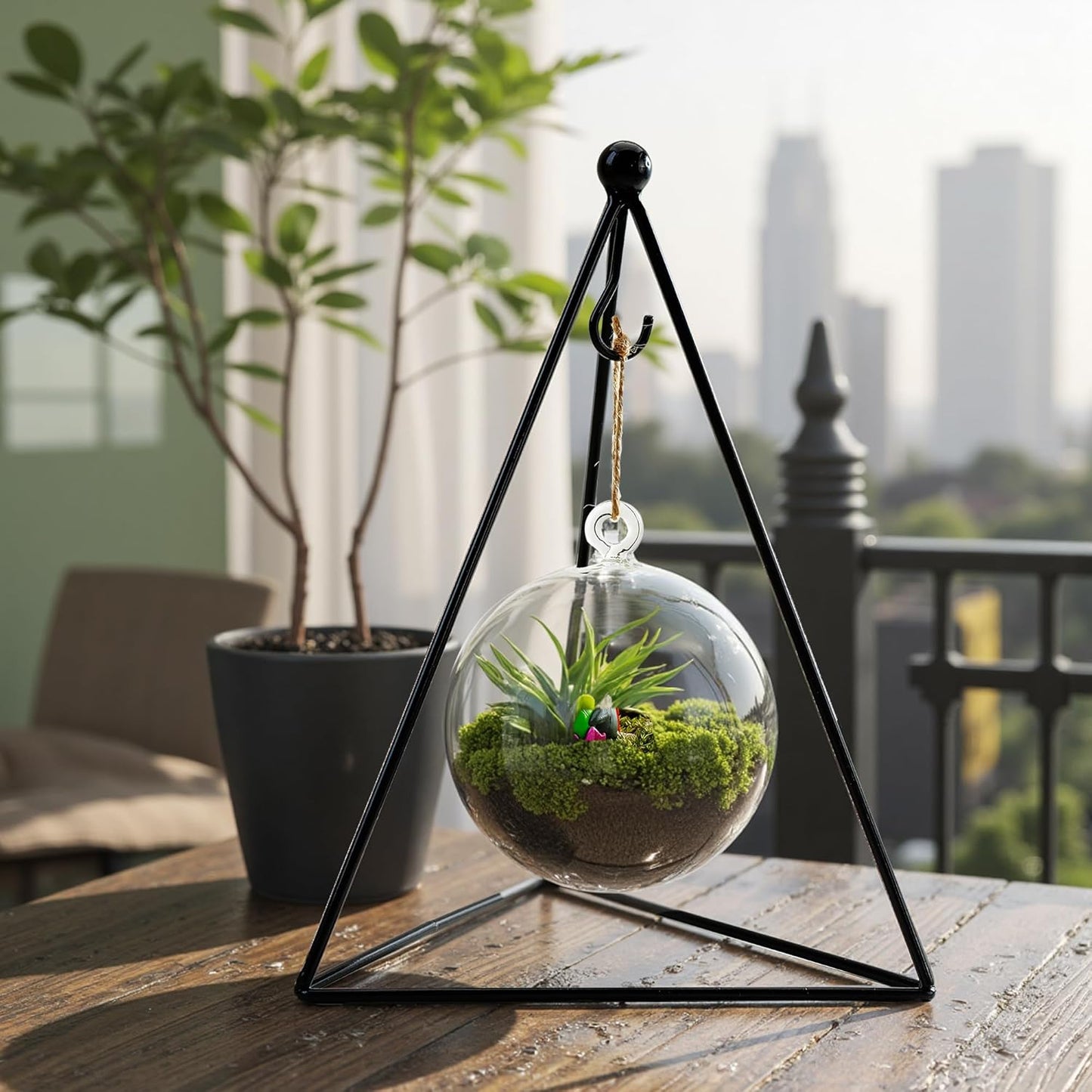 HDSPKCRYS 3 Pack Metal Triangle Hanging Hook Stands Modern Display Stands Hanging Hook for Indoor Outdoor Use Succulents Air Plants Home Decor