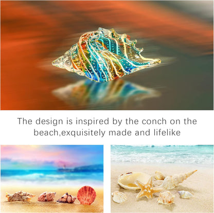 suncatcher Hand Blown Glass Conch Shell Figurines, 9.6" Glass Art Seashell Statue Crystal Sea Shells Sculpture for Ocean Beach Coastal Decor Home Decorations Nautical Centerpiece Valentines Day Gift