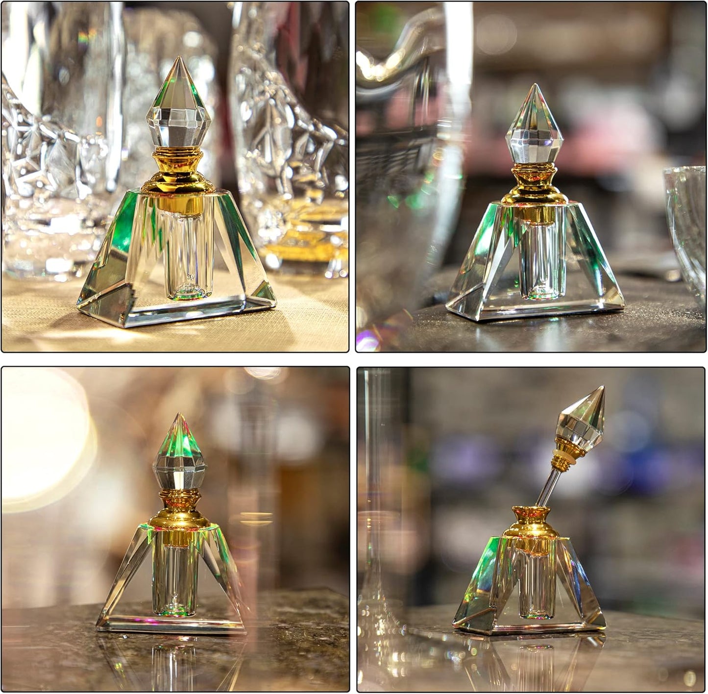 H&D HYALINE & DORA Crystal Egyptian Mini Perfume Bottles, Glass Refillable Empty Bottles,3ML
