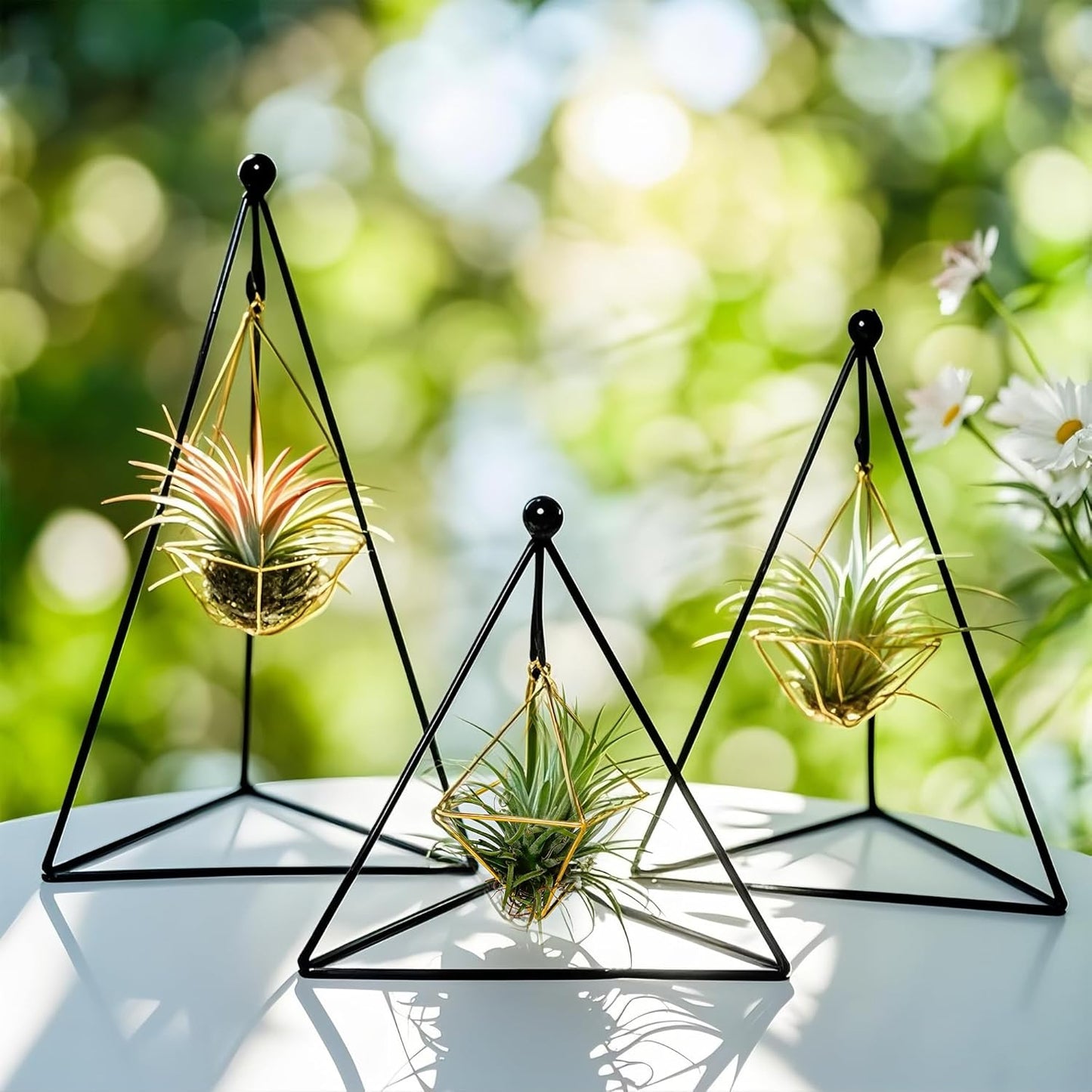HDSPKCRYS 3 Pack Metal Triangle Hanging Hook Stands Modern Display Stands Hanging Hook for Indoor Outdoor Use Succulents Air Plants Home Decor