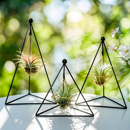 HDSPKCRYS 3 Pack Metal Triangle Hanging Hook Stands Modern Display Stands Hanging Hook for Indoor Outdoor Use Succulents Air Plants Home Decor