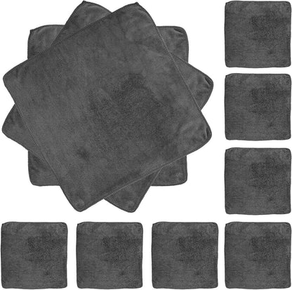 suncatcher 12pcs Gray Microfiber Car Washing Rags 40x40cm Absorbent Reusable Cleaning Cloths for Vehicle and Kitchen Use