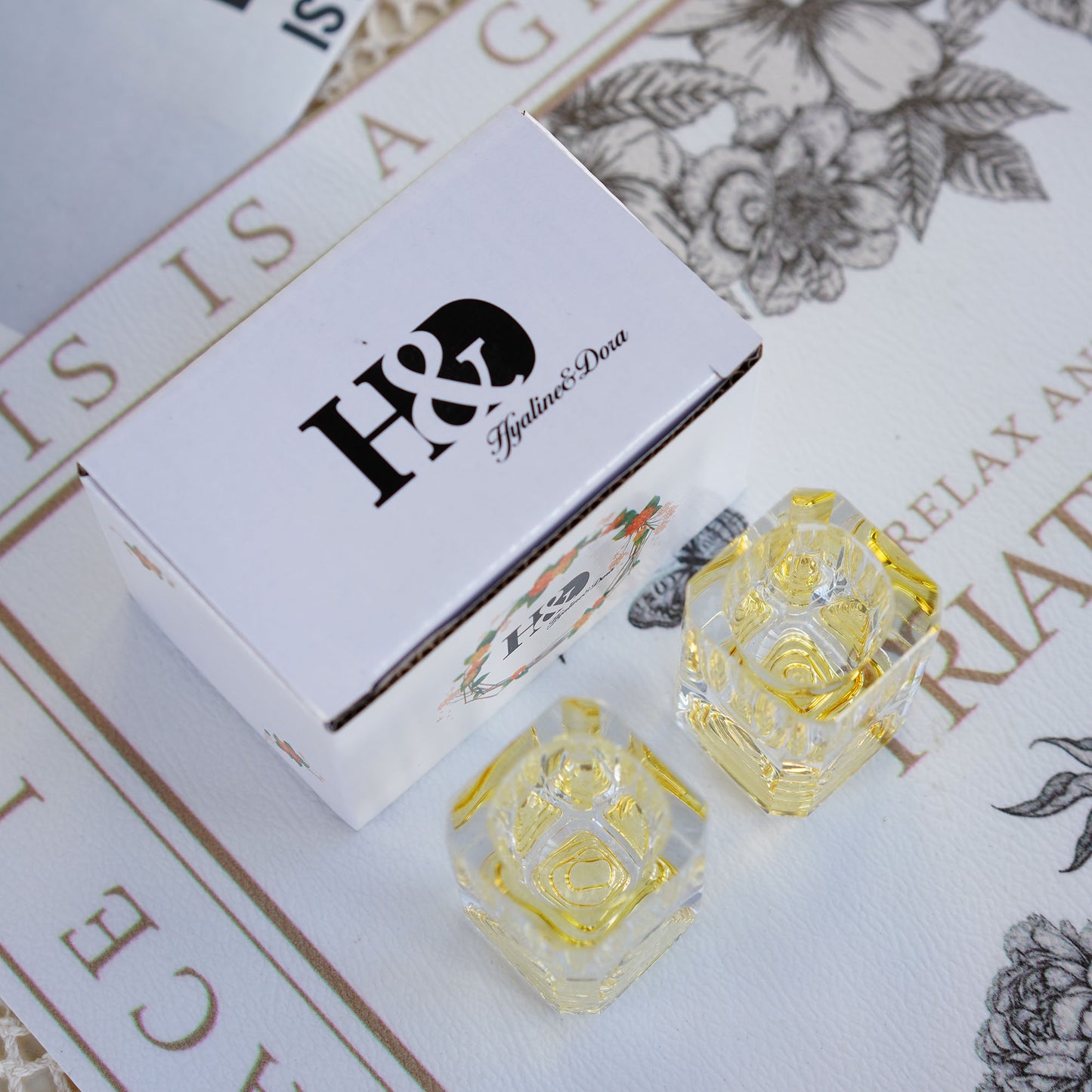 H&D HYALINE & DORA Set of 2 Glass Wine Cup -Little Wine Glass Stemless - Whiskey Gift