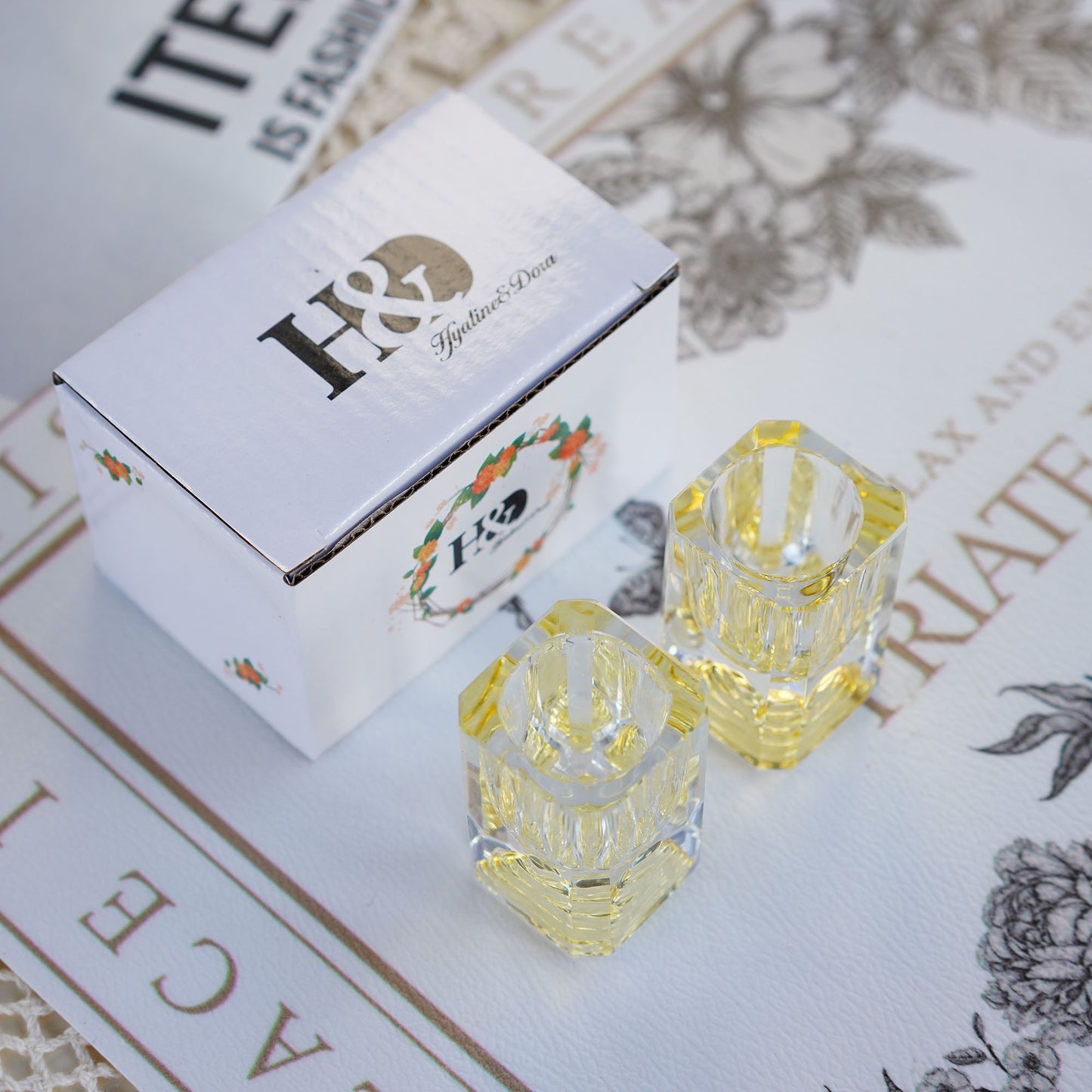 H&D HYALINE & DORA Set of 2 Glass Wine Cup -Little Wine Glass Stemless - Whiskey Gift