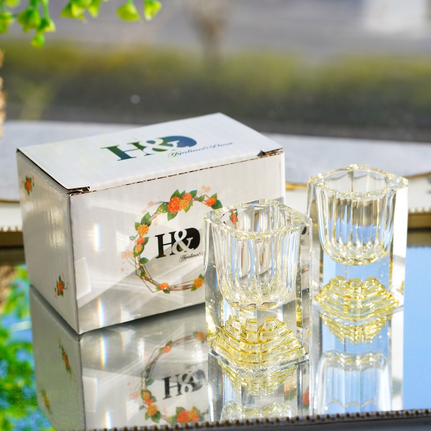 H&D HYALINE & DORA Set of 2 Glass Wine Cup -Little Wine Glass Stemless - Whiskey Gift