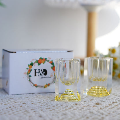 H&D HYALINE & DORA Set of 2 Glass Wine Cup -Little Wine Glass Stemless - Whiskey Gift