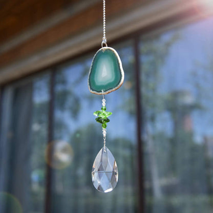 H&D HYALINE & DORA Hanging Crystal Suncatchers Pendants - Natural Agate Slices Christmas Decorations