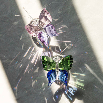 H&D HYALINE & DORA 2pcs Handmade K9 Crystal Flying Butterfly with Ball Base Glass Animal Figurines Cute Craft Wedding Gifts for Guests Home Decoration Accessories