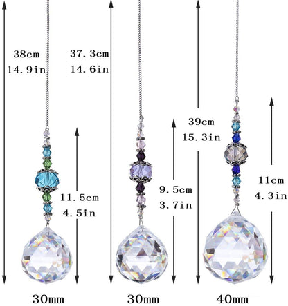 H&D HYALINE & DORA Clear Crystal Prism Ball Rainbow Maker Window Prisms Suncatcher,Pack of 3
