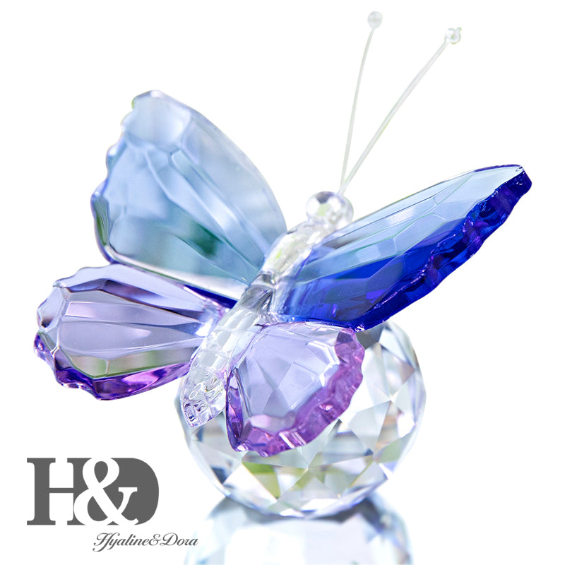 H&D HYALINE & DORA Crystal Cut Butterfly Animal Ornament Decoration for Office Table Home Bedroom