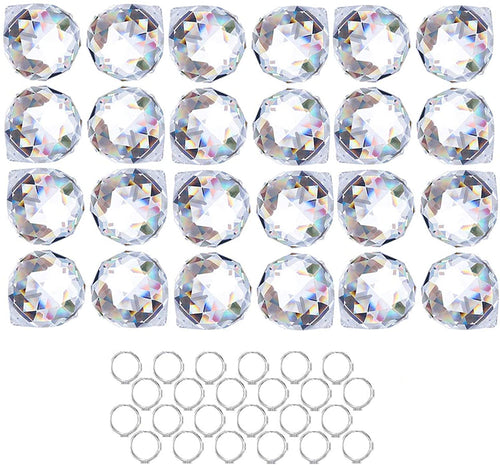 H&D Hanging Crystals Ornament Sun Catcher with Chain 6 Pack Glass Beads  Ball Prisms Pendant Rainbow