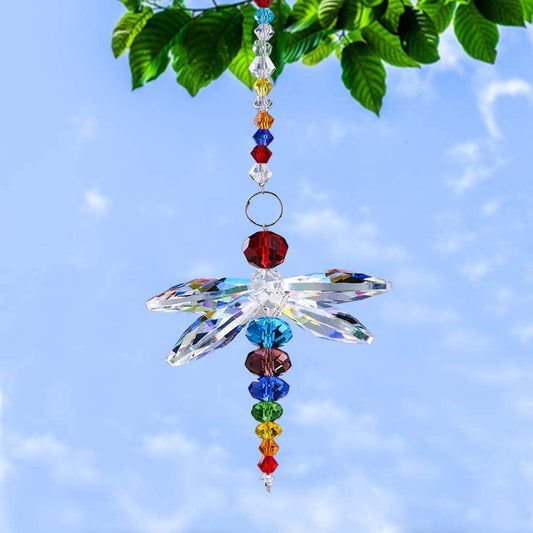 H&D HYALINE & DORA Crystal Dragonfly Pendant Glass Suncatcher for Home Fengshui Decoration Window Decor