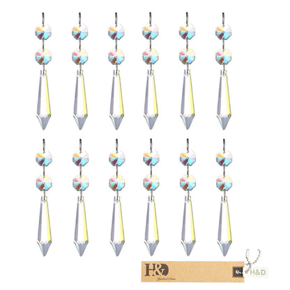 H&D HYALINE & DORA 20pcs 55mm Chandelier Icicle Crystal Prism,with Octagon Beads,Pack of 20 Chandelier Pendant