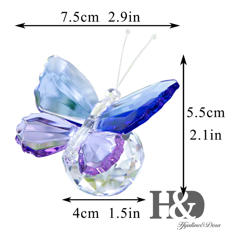 H&D HYALINE & DORA Crystal Cut Butterfly Animal Ornament Decoration for Office Table Home Bedroom