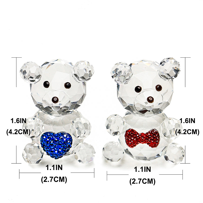 H&D HYALINE & DORA Crystal Animal Figurines Collectible Glass Couple Bears Ornament Miniature