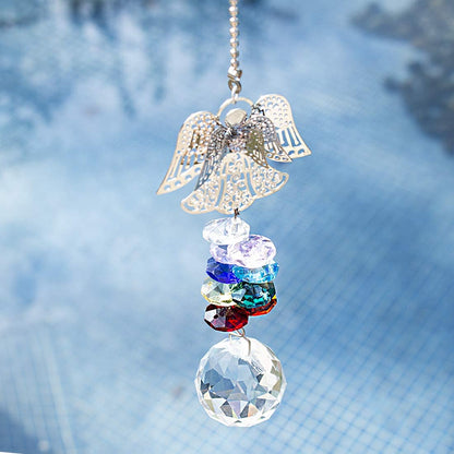 H&D HYALINE & DORA Hanging Crystal Guardian Angel Suncatcher Car Charm for Rear View Mirror