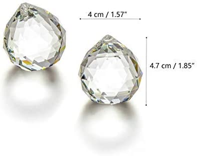 H&D Clear Crystal Ball Prism Suncatcher Rainbow Pendants Maker, Hanging Crystals Prisms for Windows(40mm/1.57in 6pack)