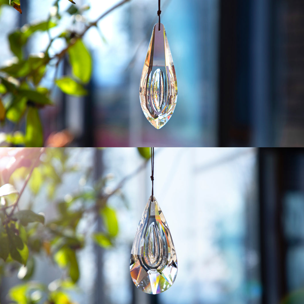 Clear Crystal Prism Suncatcher Ornament Hanging Faceted Crystal Drop Rainbow Maker Pendant for Window Garden Decoration