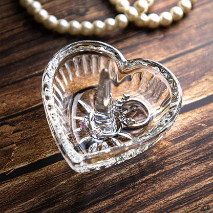 H&D HYALINE & DORA Crystal Heart Shaped Ring Holder Jewelry Display Collectibles Dish