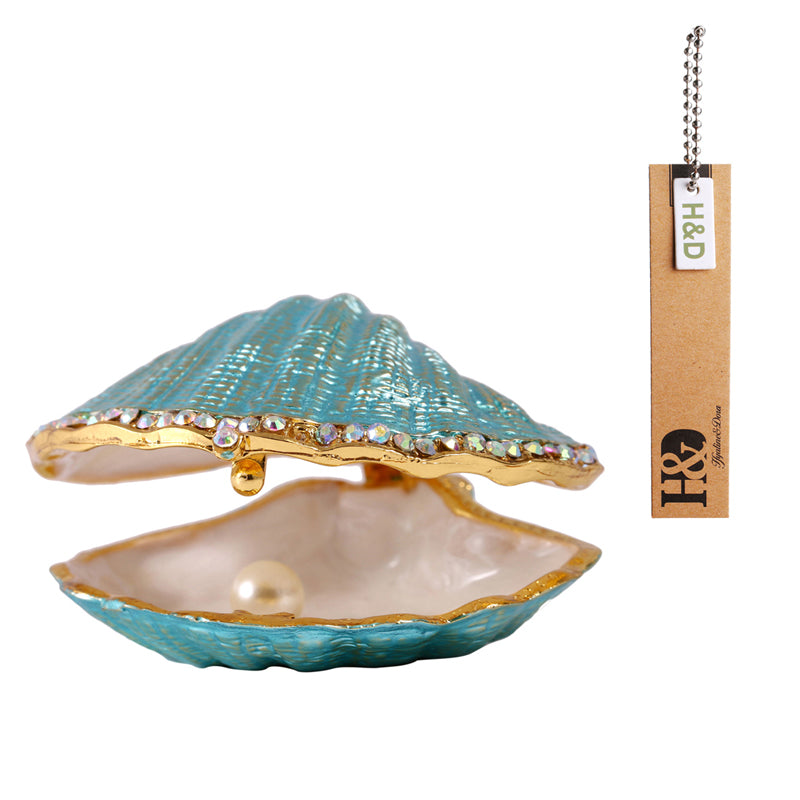 H&D Hand-painted Metal Glass Trinket Box Ring Holder Small Seashell Fi –  hdcrystals