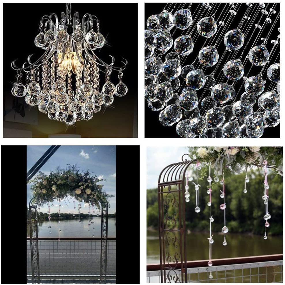 H&D HYALINE & DORA 10pcs 30mm Clear Crystal Ball Prism Rainbow Suncatcher Hanging Pendants