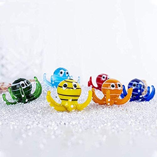 H&D HYALINE & DORA Multicolor Octopus Art Glass Blown Mini Sea Animal Figurine,Set of 6