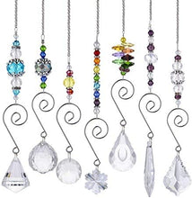 Load image into Gallery viewer, Set 7 Crystal Rainbow Suncatcher Glass Bead Chain Fengshui Hanging Pendant for Window Garden Party
