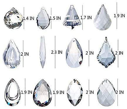H&D HYALINE & DORA Pack of 12 Clear Crystal Chandelier Lamp Lighting Drops Pendants Balls Prisms Hanging Glass Prisms Parts Suncatcher Home/House Decor