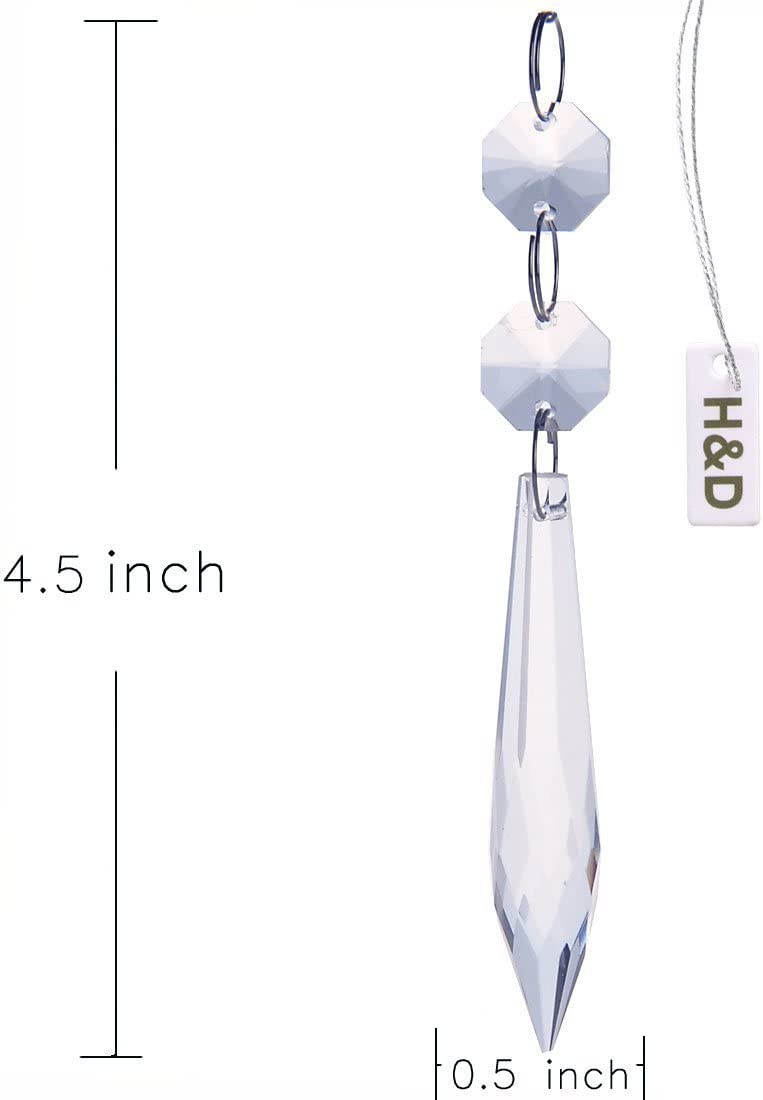 H&D HYALINE & DORA 10pcs 2.5in Clear Crystal Chandelier Prism Icicle Drop Pendant