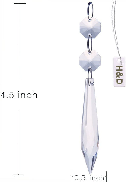 H&D HYALINE & DORA 10pcs 2.5in Clear Crystal Chandelier Prism Icicle Drop Pendant