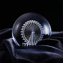 Load image into Gallery viewer, H&amp;D 2.4in 3D Ferris Wheel Crystal Ball with Stand,Fengshui Glass Ball Home Decor
