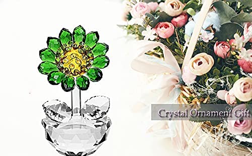 H&D HYALINE & DORA Crystal Daisy Flower Figurine Ornament Paperweight Glass  Flower Home Office Table Decor Souvenir Gifts for Birthday Christmas