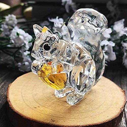 H&D HYALINE & DORA Crystal Animals Squirrel Collectible Figurine Paperweight Table Centerpiece Ornament