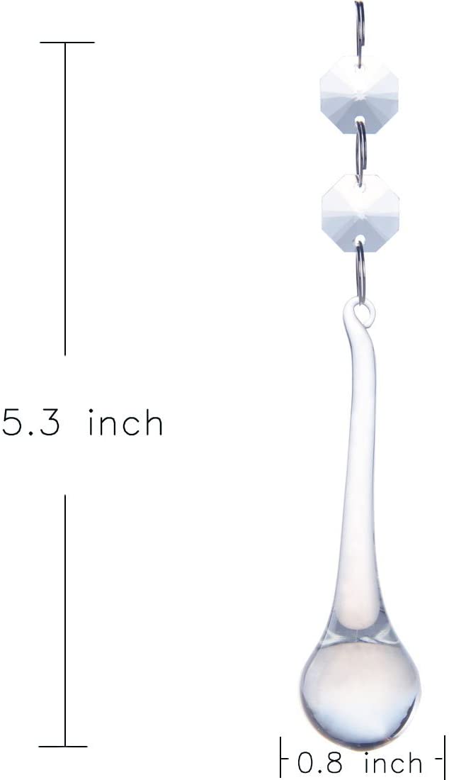 H&D HYALINE & DORA 10pcs 5.3in Crystal Raindrop w/ Octagon Beads Chandelier Pendants Suncatcher