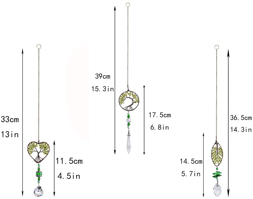 Set 3pcs Tree of Life Crystal Suncatcher Hanging Pendant for Window
