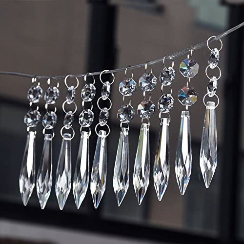 H&D HYALINE & DORA 10pcs 2.5in Clear Crystal Chandelier Prism Icicle Drop Pendant