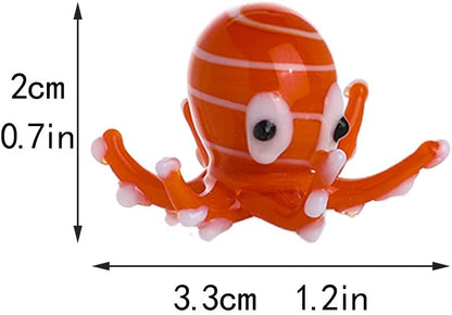H&D HYALINE & DORA Multicolor Octopus Art Glass Blown Mini Sea Animal Figurine,Set of 6