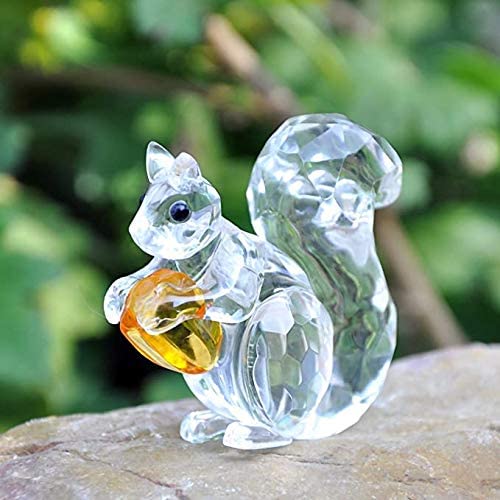H&D HYALINE & DORA Crystal Animals Squirrel Collectible Figurine Paperweight Table Centerpiece Ornament