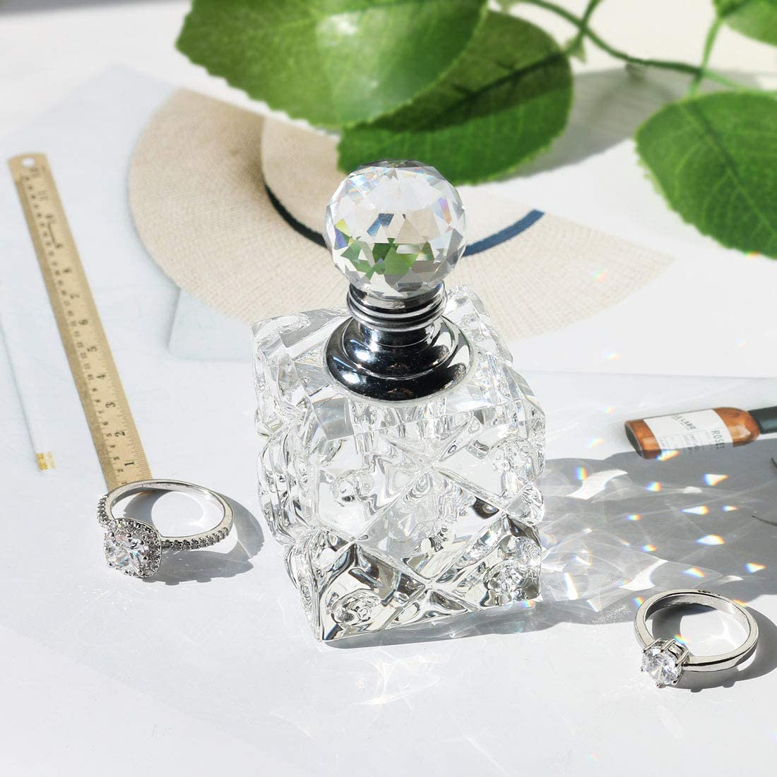 H&D HYALINE & DORA 5ml Clear Cubic Carved Decor Refillable Empty Crystal Perfume Bottle