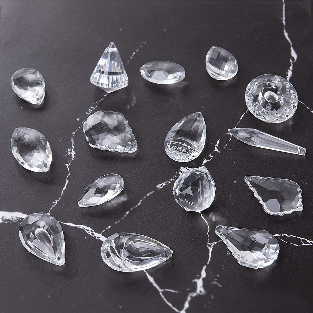 H&D 15pcs Crystal Chandelier Lamp Lighting Drops Pendants Balls Prisms