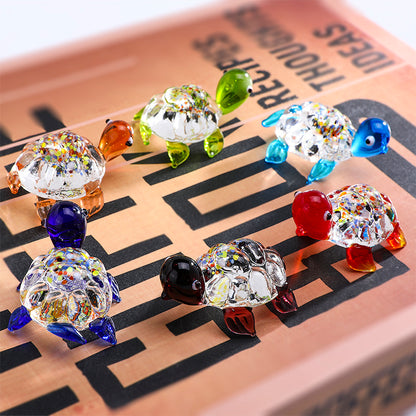 H&D HYALINE & DORA Crystal suncatcher Handmade Tiny Turtle Hand Blown Glass Ornaments Gifts Decor Collectible Figurine Gardens(Turtle)