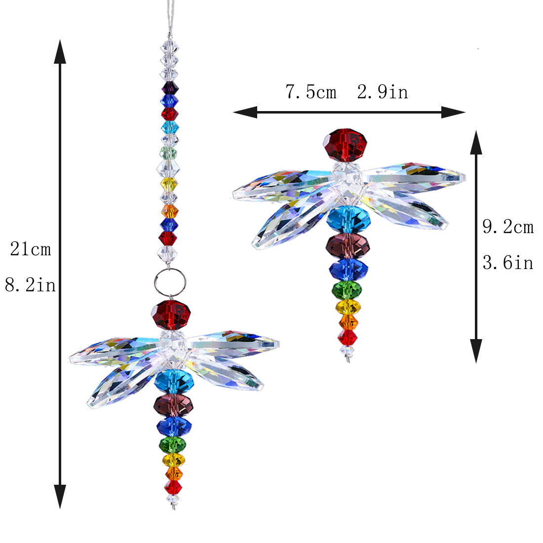 H&D HYALINE & DORA Crystal Dragonfly Pendant Glass Suncatcher for Home Fengshui Decoration Window Decor