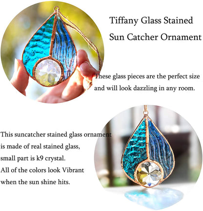 H&D HYALINE & DORA Colorful Teardrop Stained Glass Windows hangings Suncatchers Art