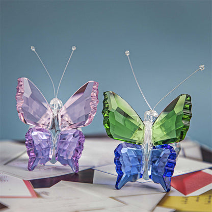 H&D HYALINE & DORA 2pcs Handmade K9 Crystal Flying Butterfly with Ball Base Glass Animal Figurines Cute Craft Wedding Gifts for Guests Home Decoration Accessories