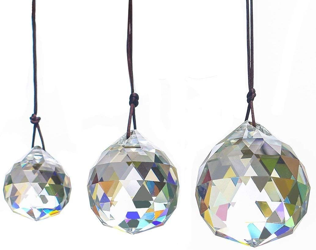 30/40/50mm Faceted Crystal Ball Chandelier Prisms Ceiling Lamp Lighting Hanging Drop Pendants 3pcs