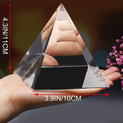 H&D HYALINE & DORA 4.3" H Large Clear Crystal Pyramid with Gift Box for Prosperity