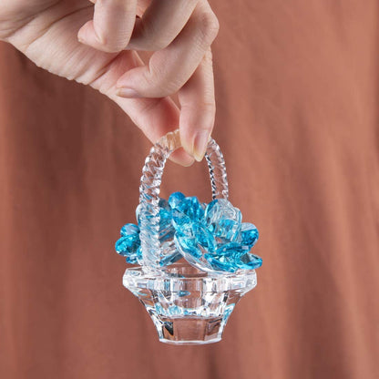 H&D HYALINE & DORA Crystal Flower Basket Figurine Collectibles Home Decor Tabletop Gift
